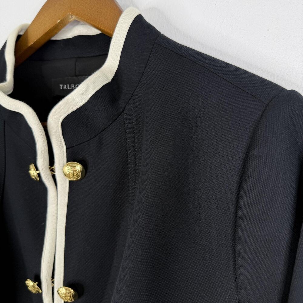 Talbots Blazer 16 Military Gold Buttons Black Cotton Blend Jacket Career Womens